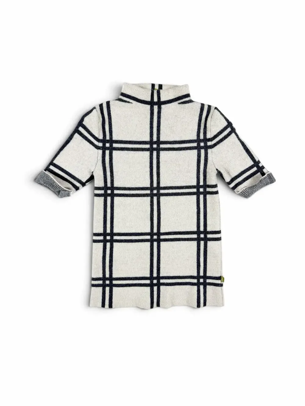 Nui Organics Merino Wool Plaid Turtleneck Sweater Dress Gray Plaid Size 5